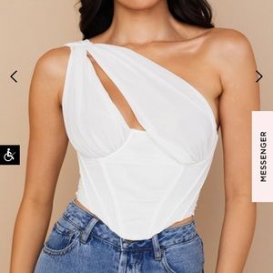 White Mesh cutout corset